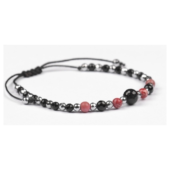 Bransoletka celebrytka czarny TURMALIN JASPIS HEMATYT ochrona i energia